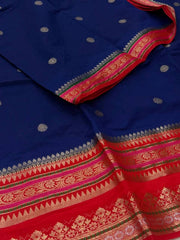 Navy Blue Banaras Cotton Silk Saree