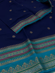 Navy Blue Banaras Cotton Silk Saree