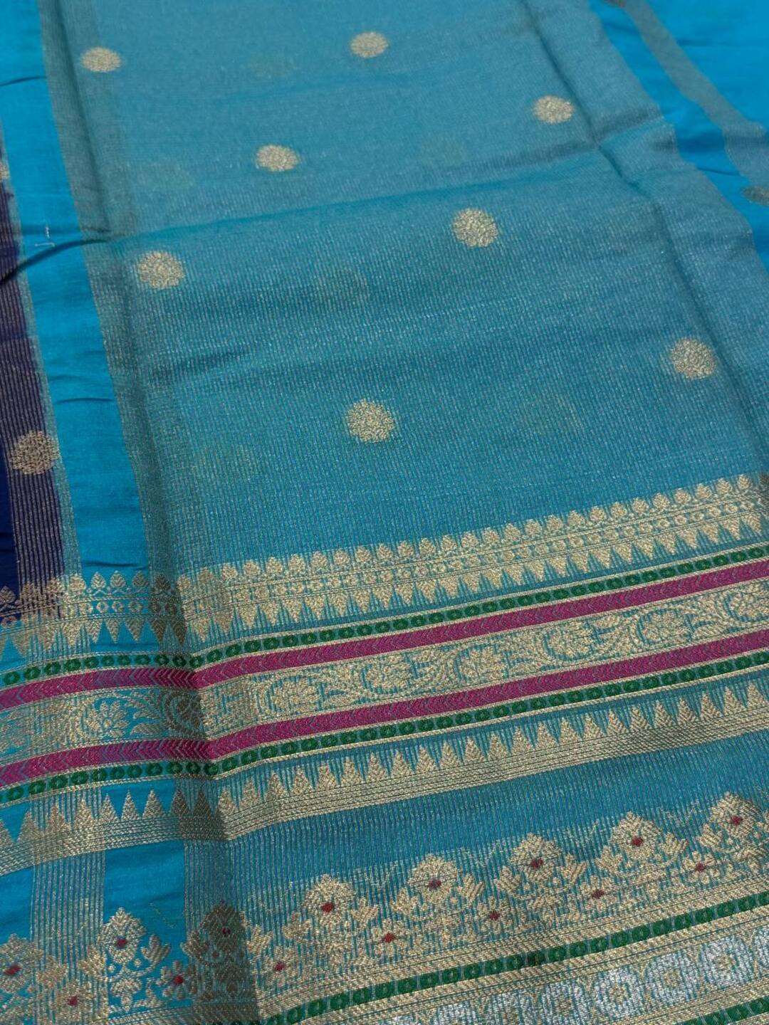 Navy Blue Banaras Cotton Silk Saree