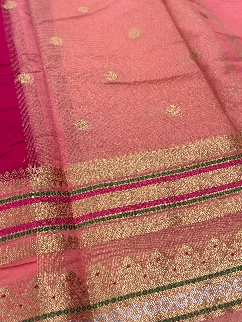 Hot Pink Banaras Cotton Silk Saree