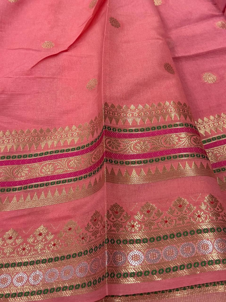 Hot Pink Banaras Cotton Silk Saree