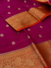 Hot Pink Banaras Cotton Silk Saree