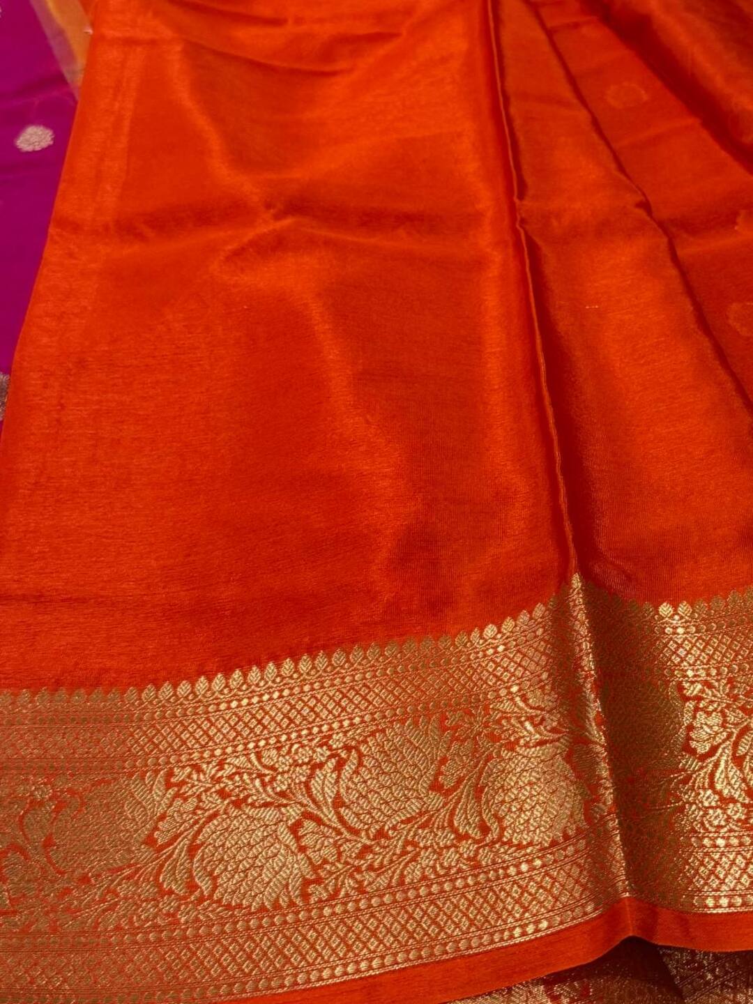 Hot Pink Banaras Cotton Silk Saree