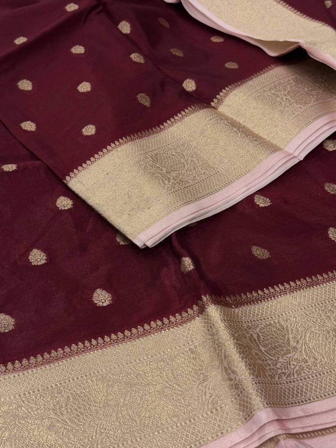 Maroon Banaras Cotton Silk Saree