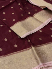 Maroon Banaras Cotton Silk Saree