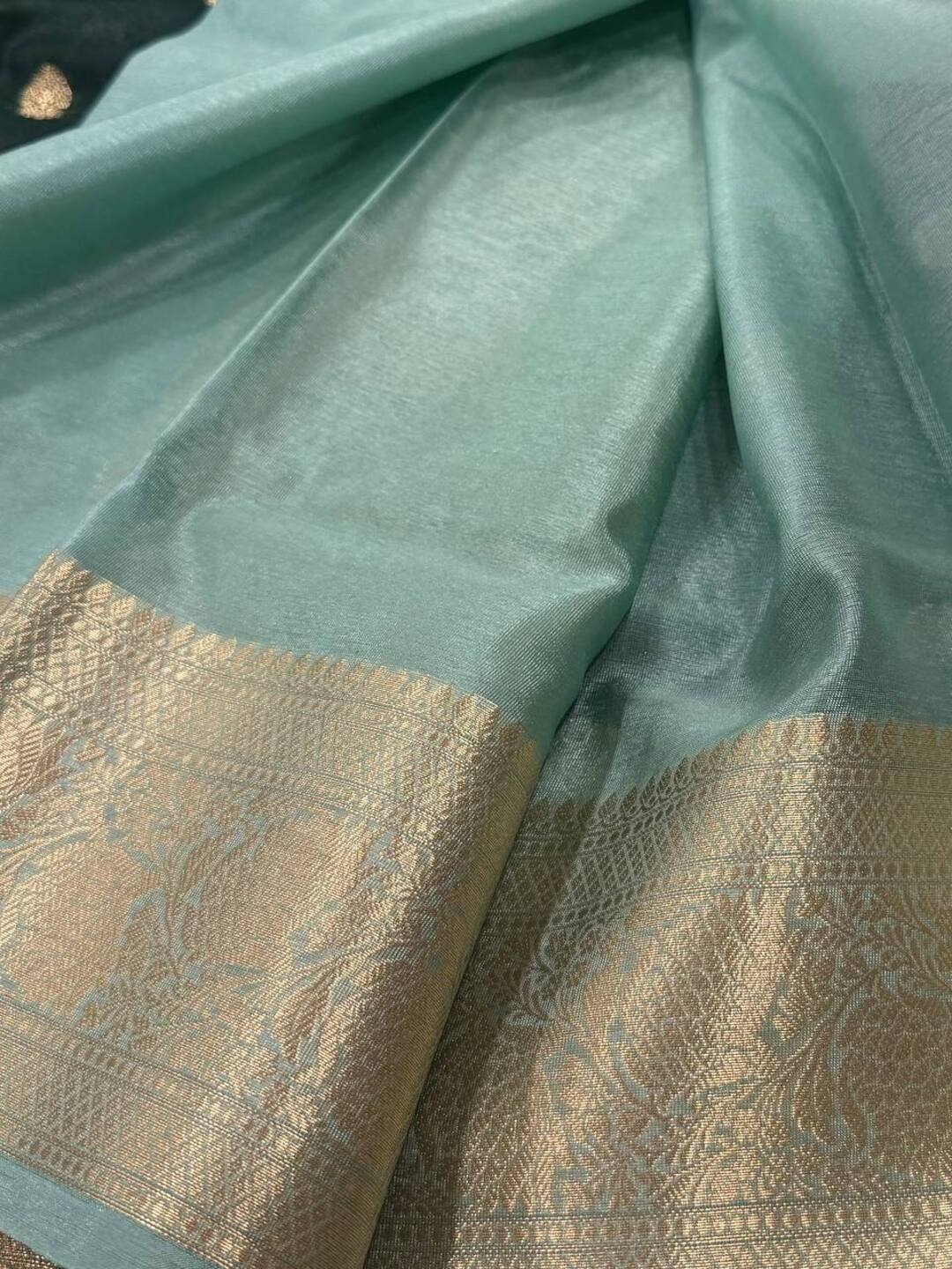 Emerald Green Banaras Cotton Silk Saree