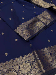 Navy Blue Cotton Silk Saree