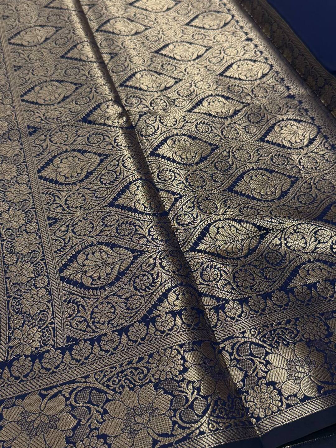 Navy Blue Cotton Silk Saree