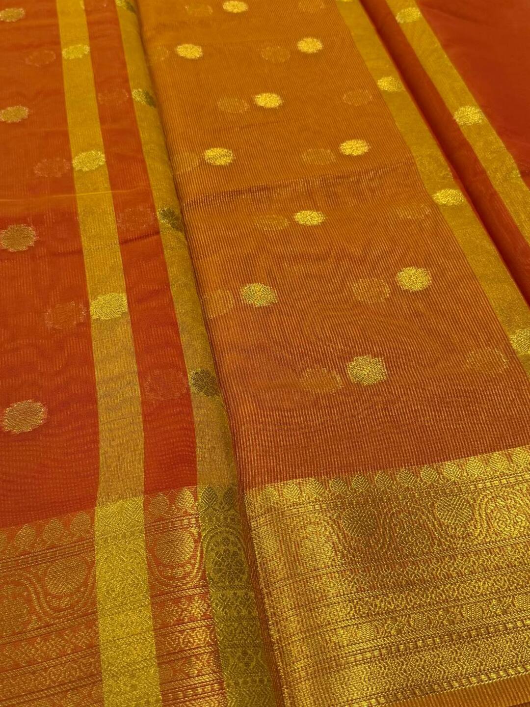 Orange Cotton Saree