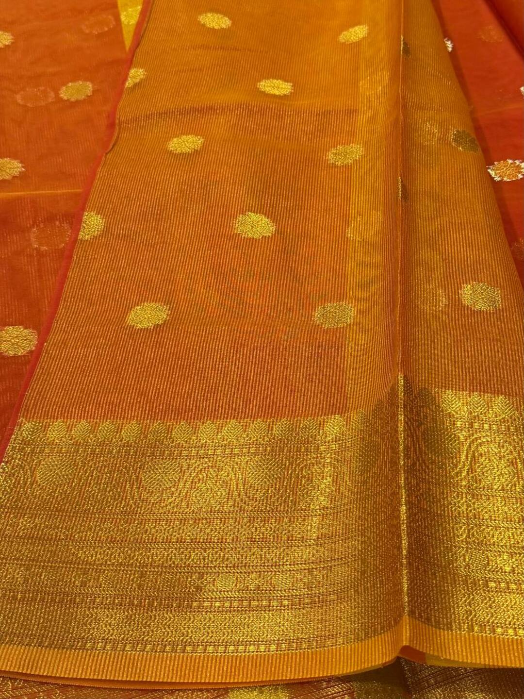 Orange Cotton Saree