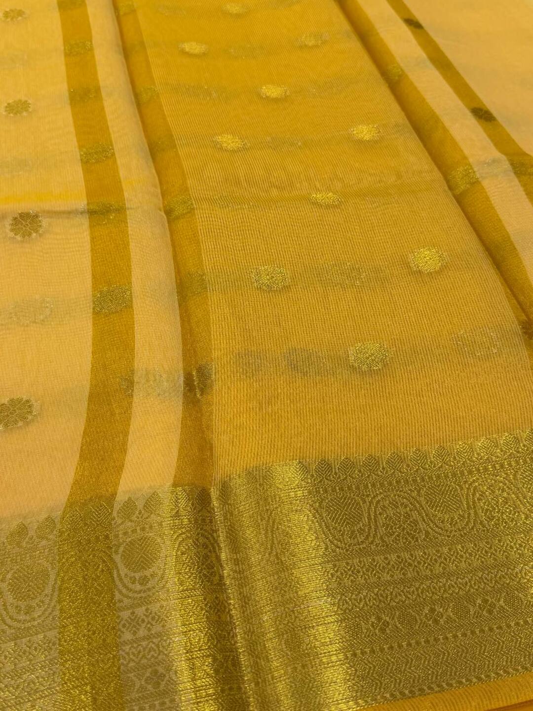 Pastel Yellow Cotton Saree