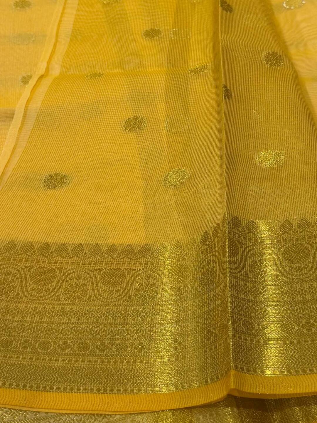 Pastel Yellow Cotton Saree