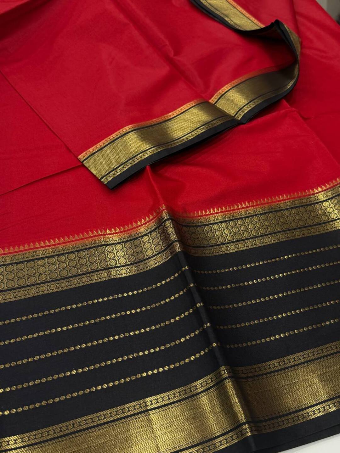 Chili Red Banaras Cotton Silk Saree