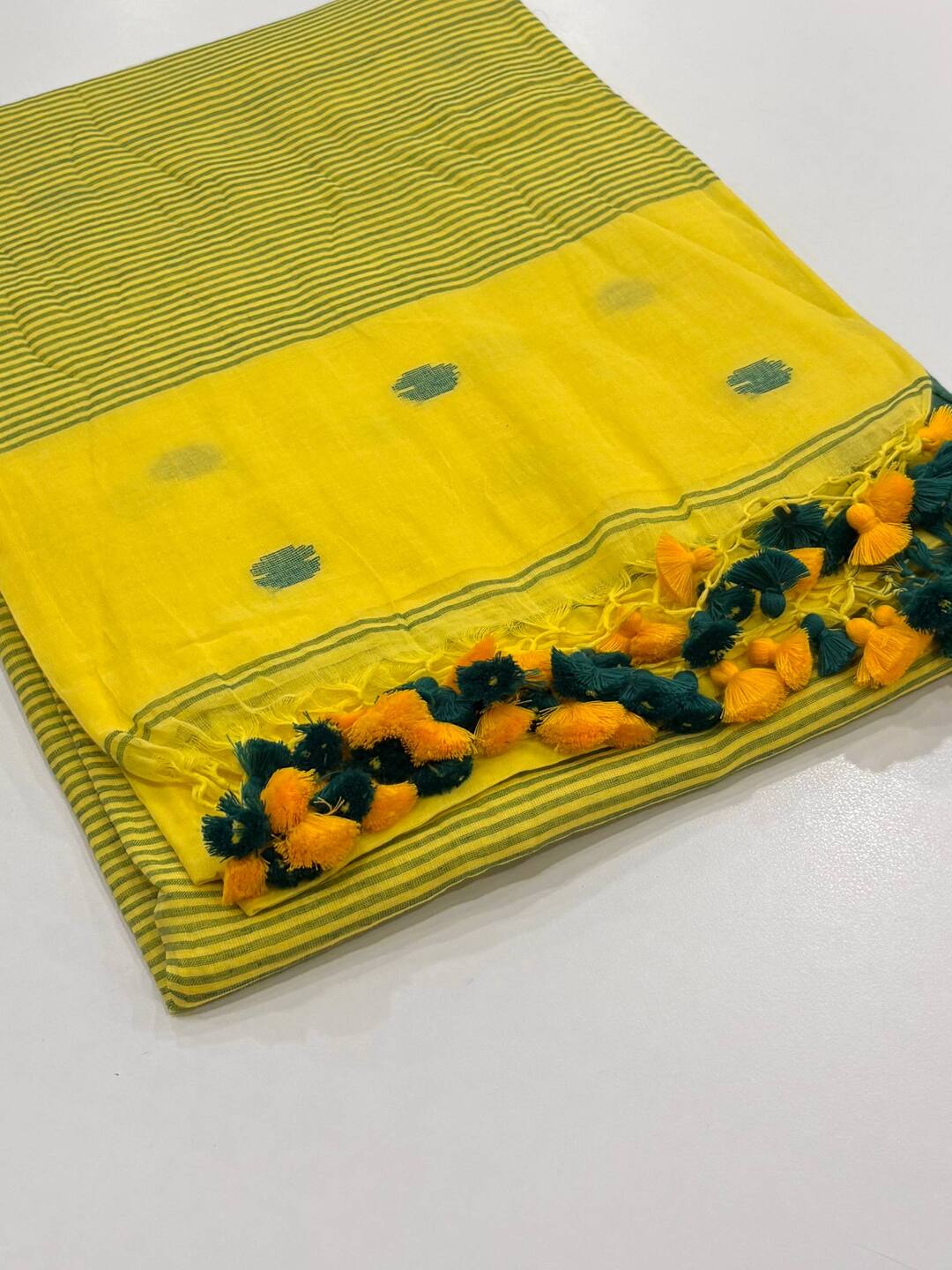 Pastel Yellow Kadhi Cotton Saree