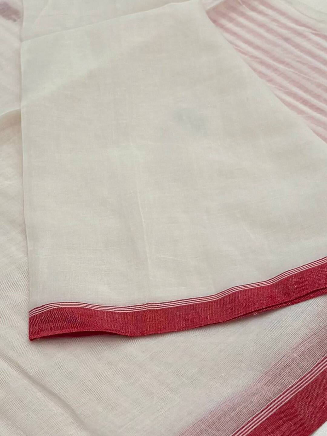 White Kadhi Cotton Saree