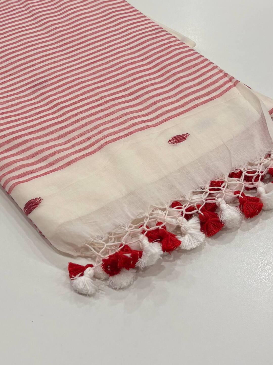 White Kadhi Cotton Saree