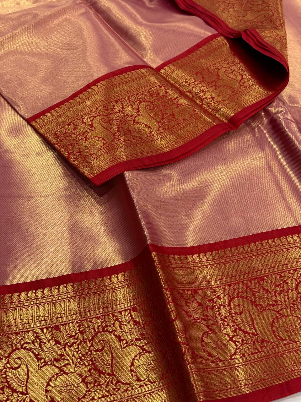 Pastel Pink Banaras Cotton Silk Saree