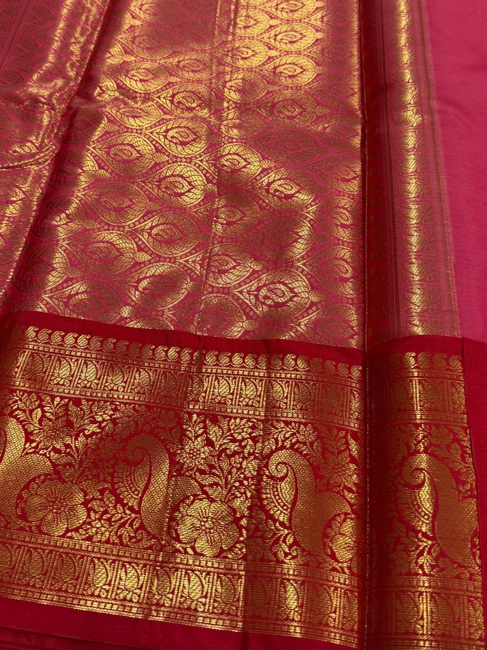 Pastel Pink Banaras Cotton Silk Saree