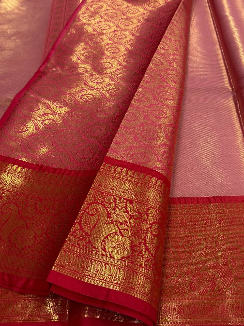 Pastel Pink Banaras Cotton Silk Saree