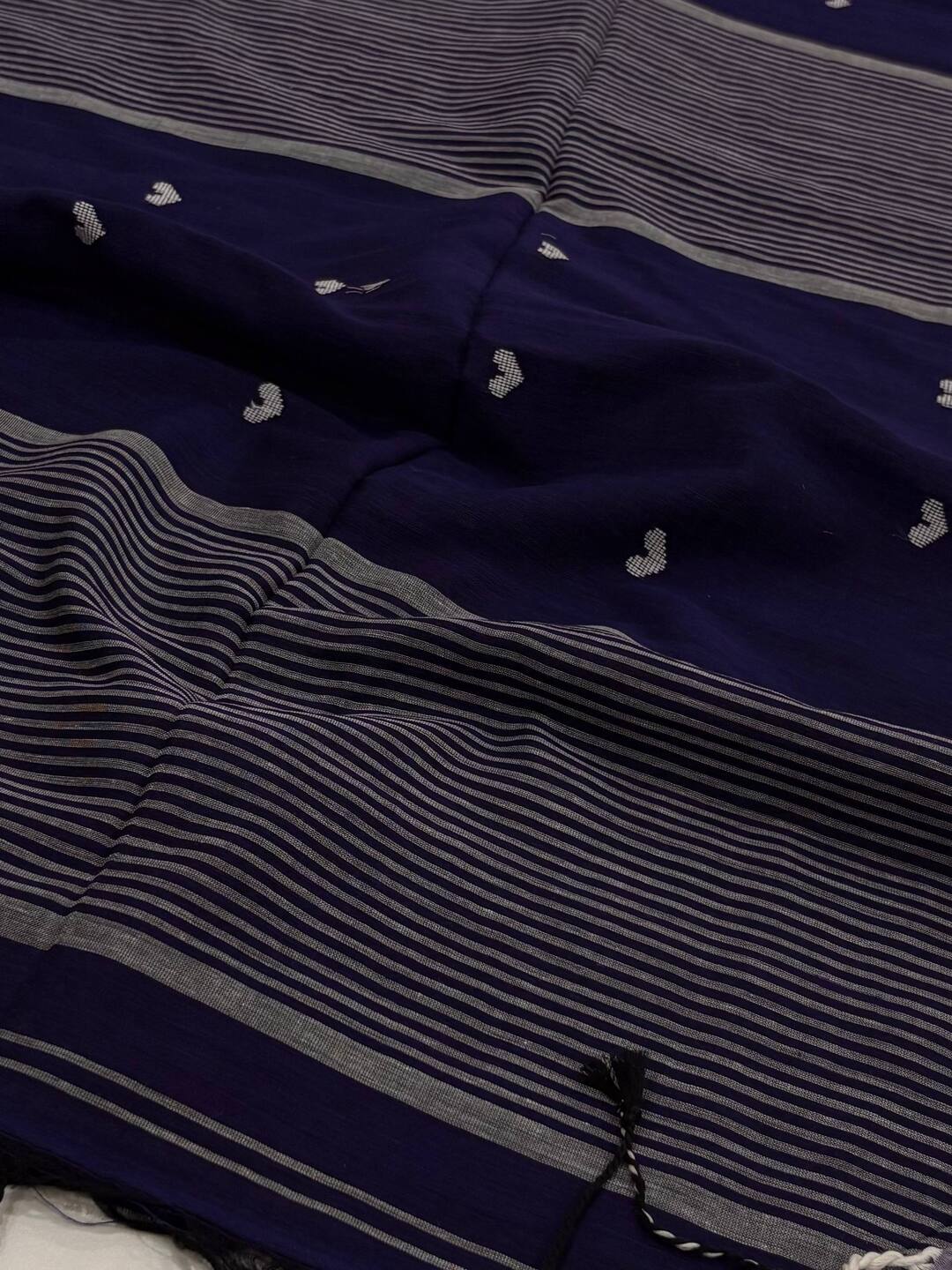 Navy Blue Kadhi Cotton Saree