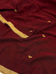 Maroon Kadhi Cotton Saree