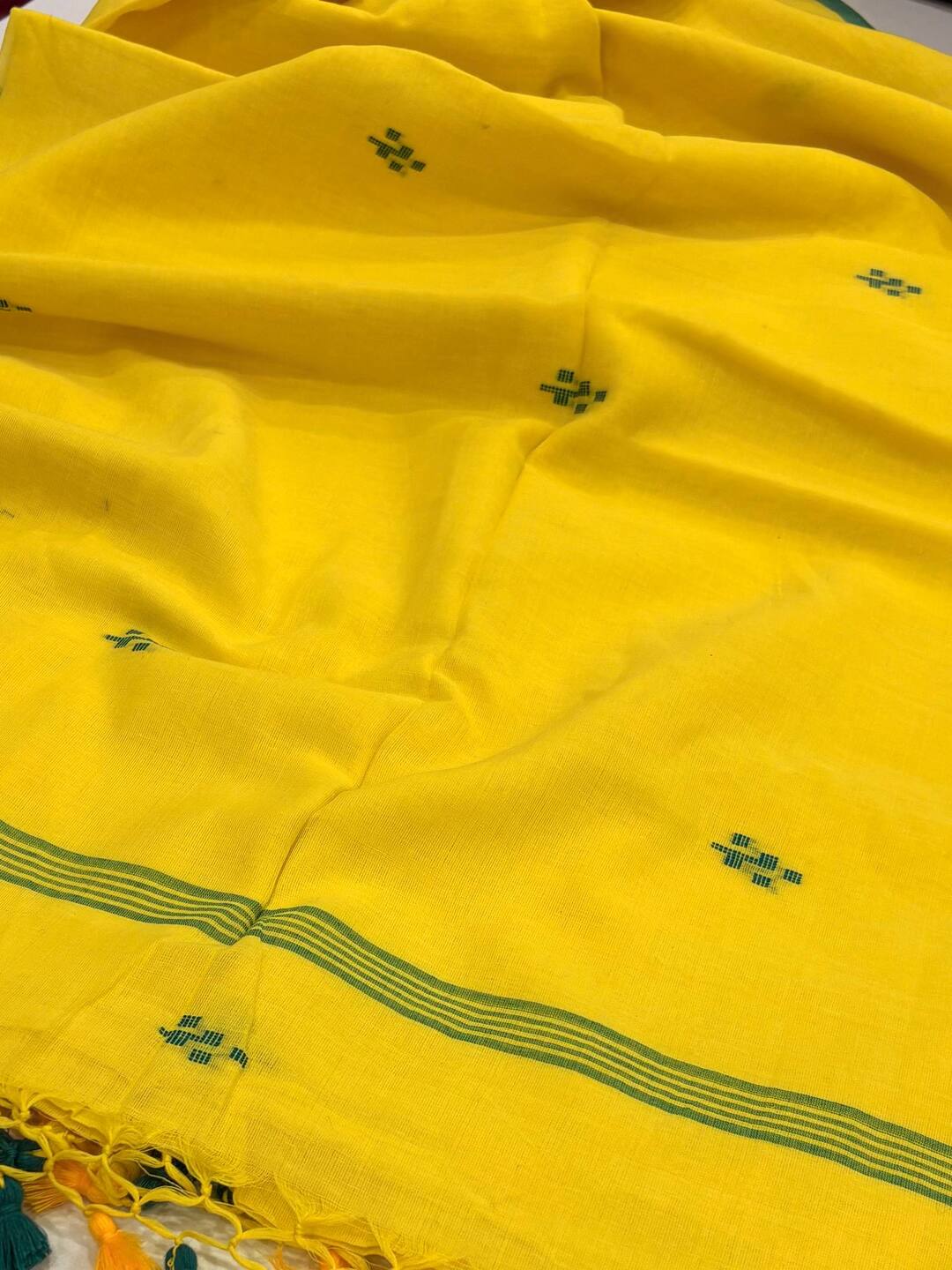 Pastel Yellow Kadhi Cotton Saree