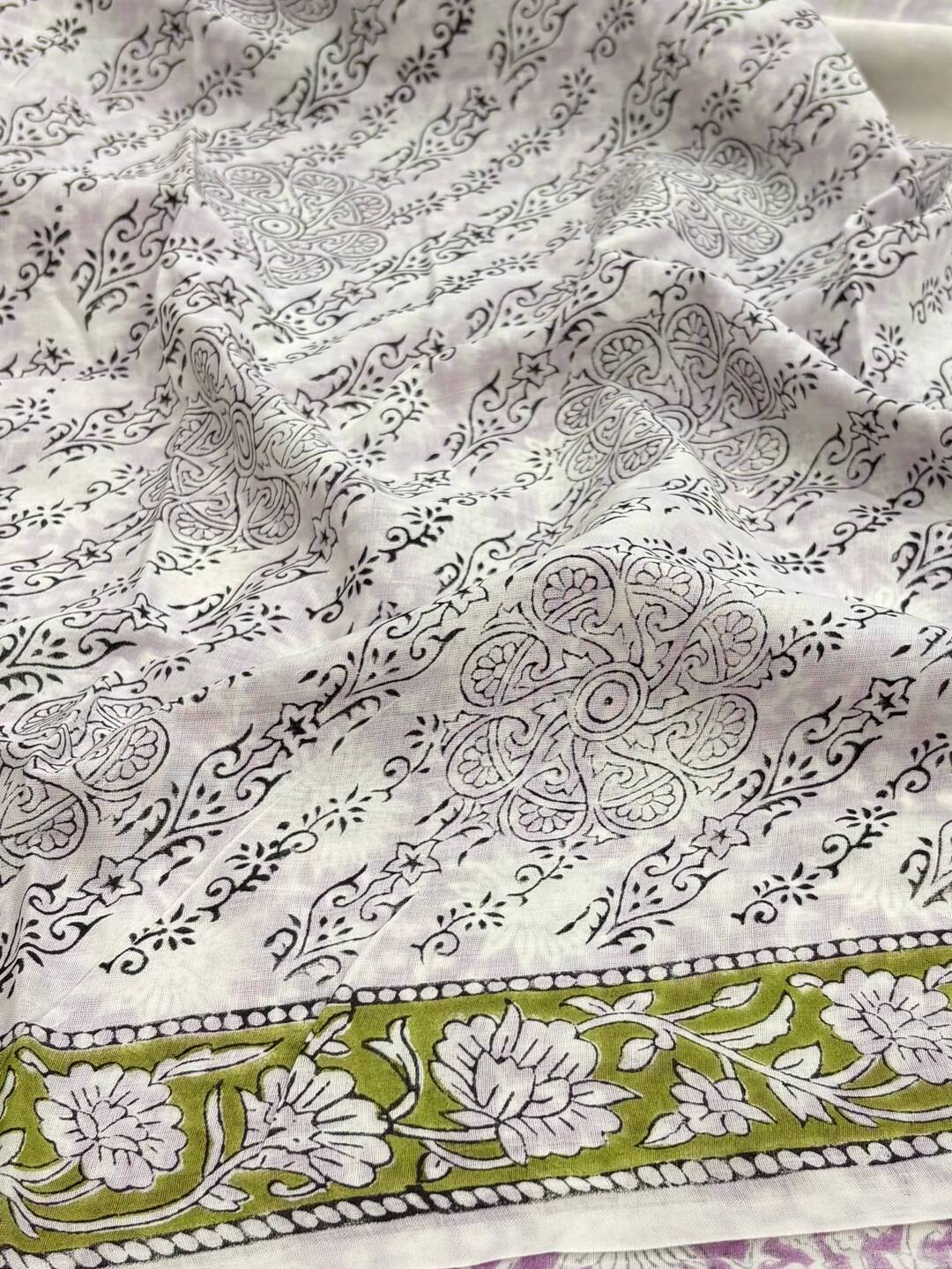 Off White Printed Soft Cotton Saree