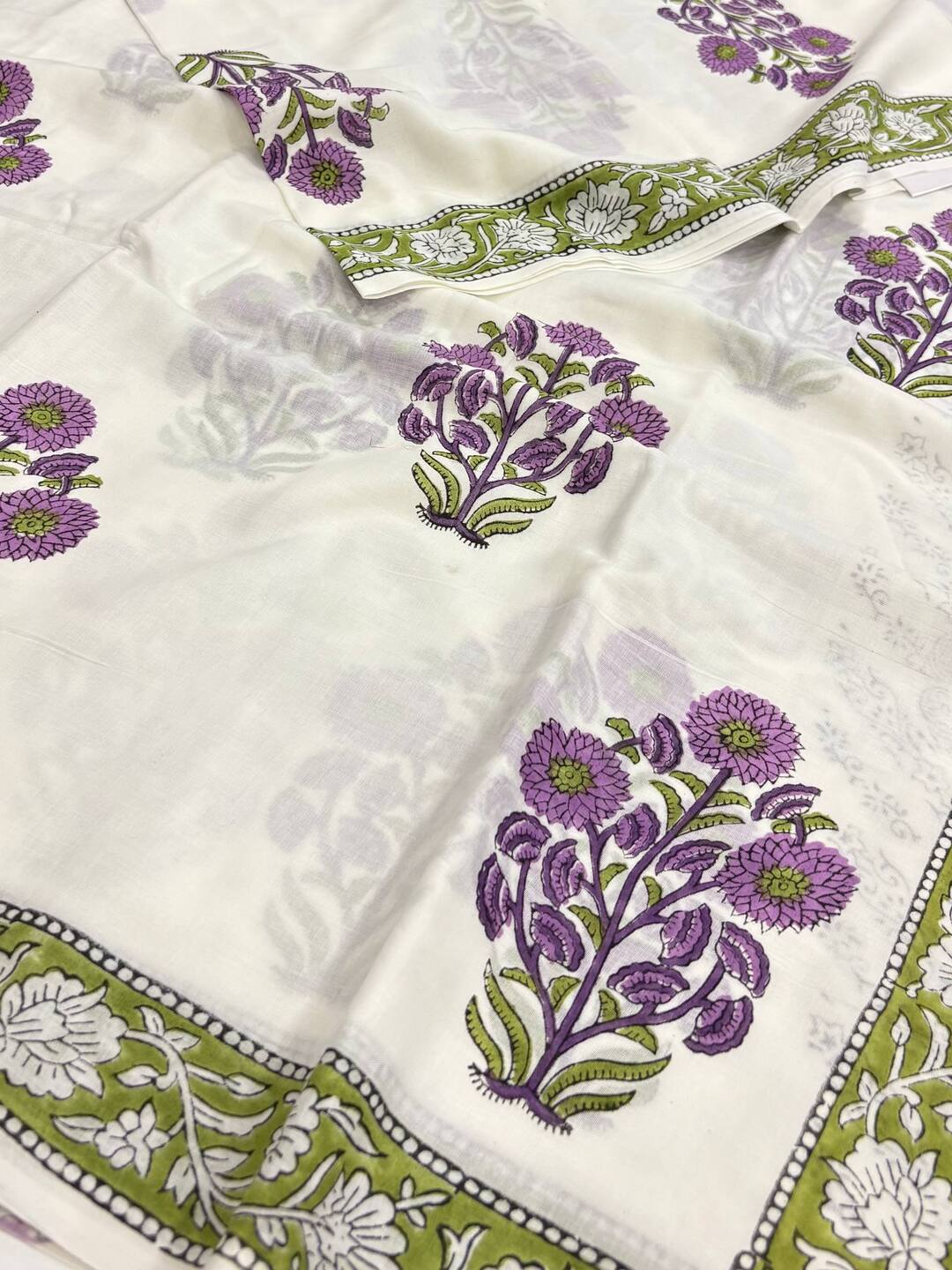 Off White Printed Soft Cotton Saree
