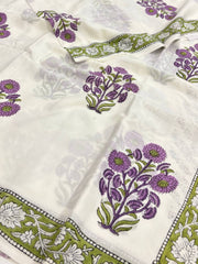 Off White Printed Soft Cotton Saree