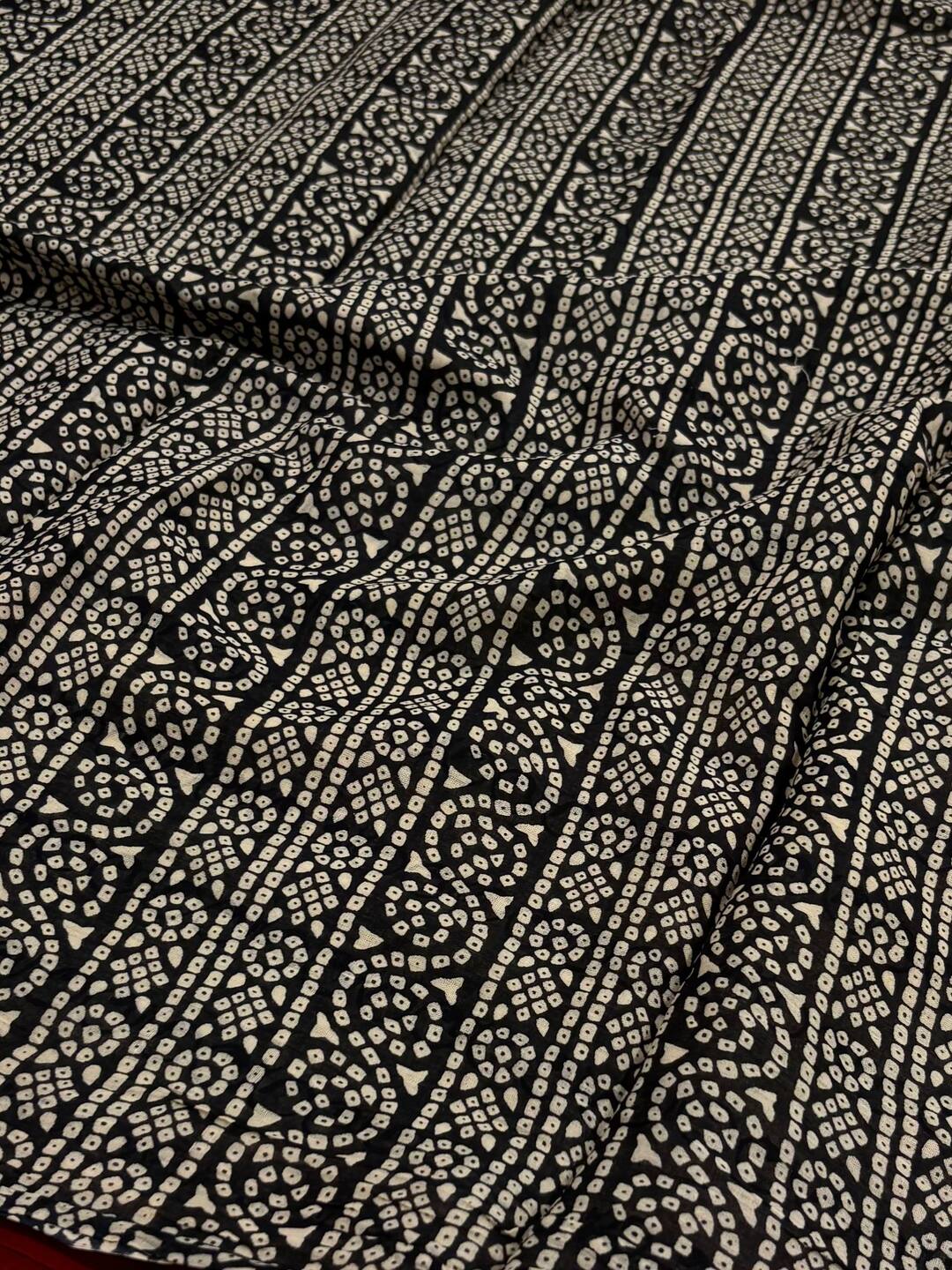 Black Printed Soft Cotton Saree