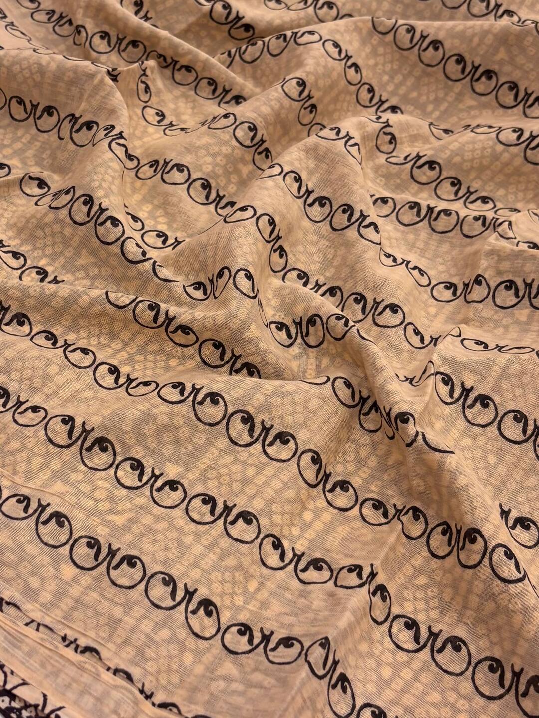 Black Printed Soft Cotton Saree