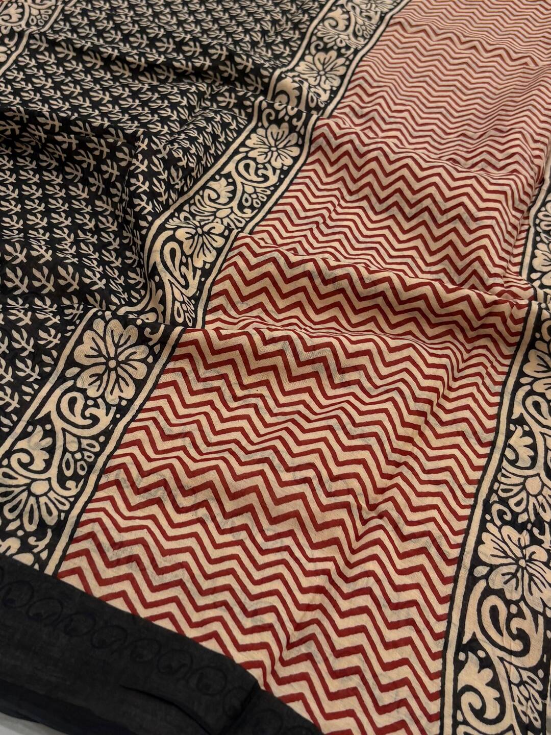 Red Printed Soft Cotton Saree