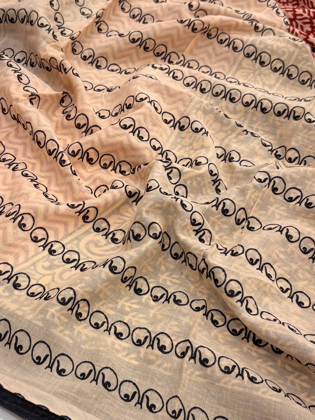 Red Printed Soft Cotton Saree