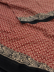 Red Printed Soft Cotton Saree
