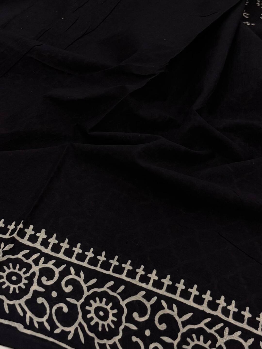 Midnight Blue Printed Soft Cotton Saree