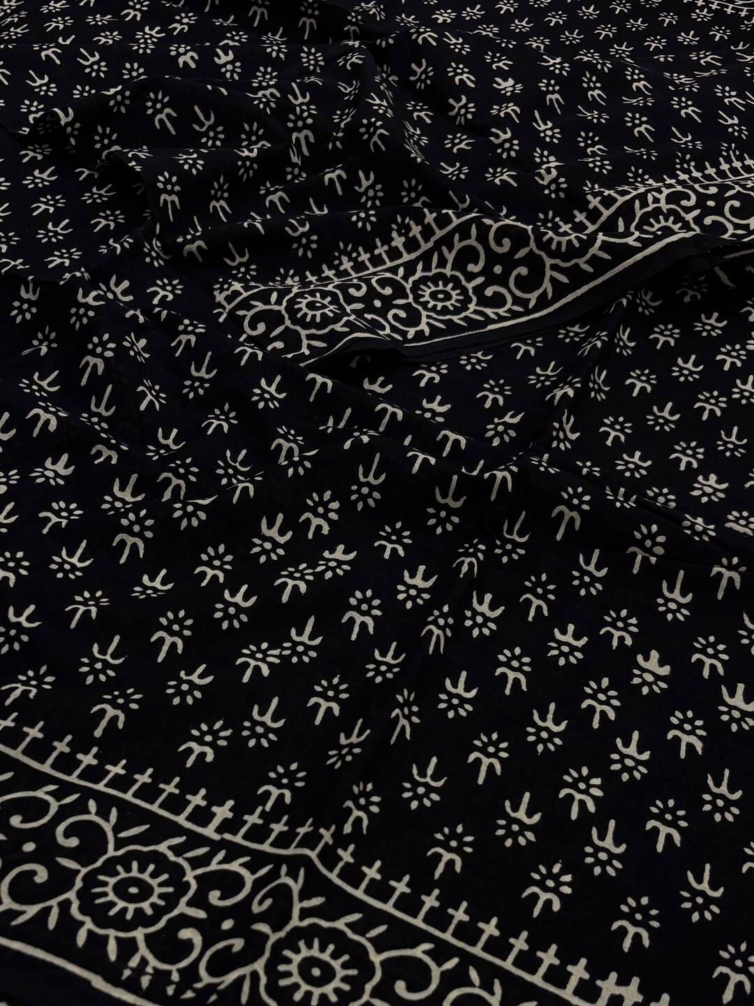 Midnight Blue Printed Soft Cotton Saree