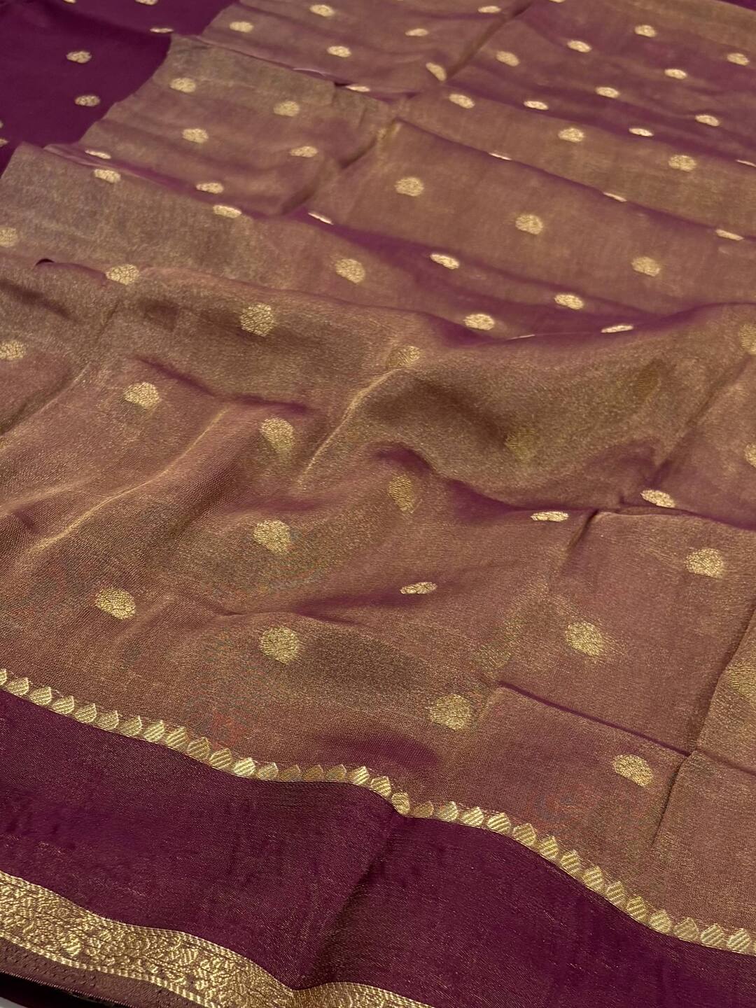 Wine Purple Chiffon Saree