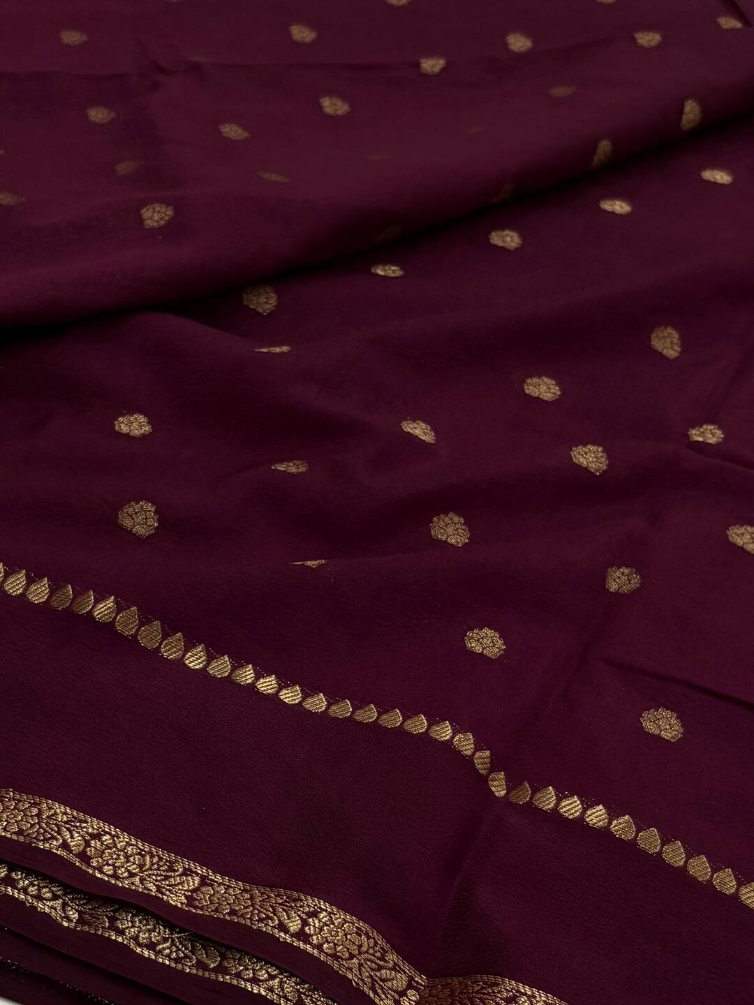 Wine Purple Chiffon Saree