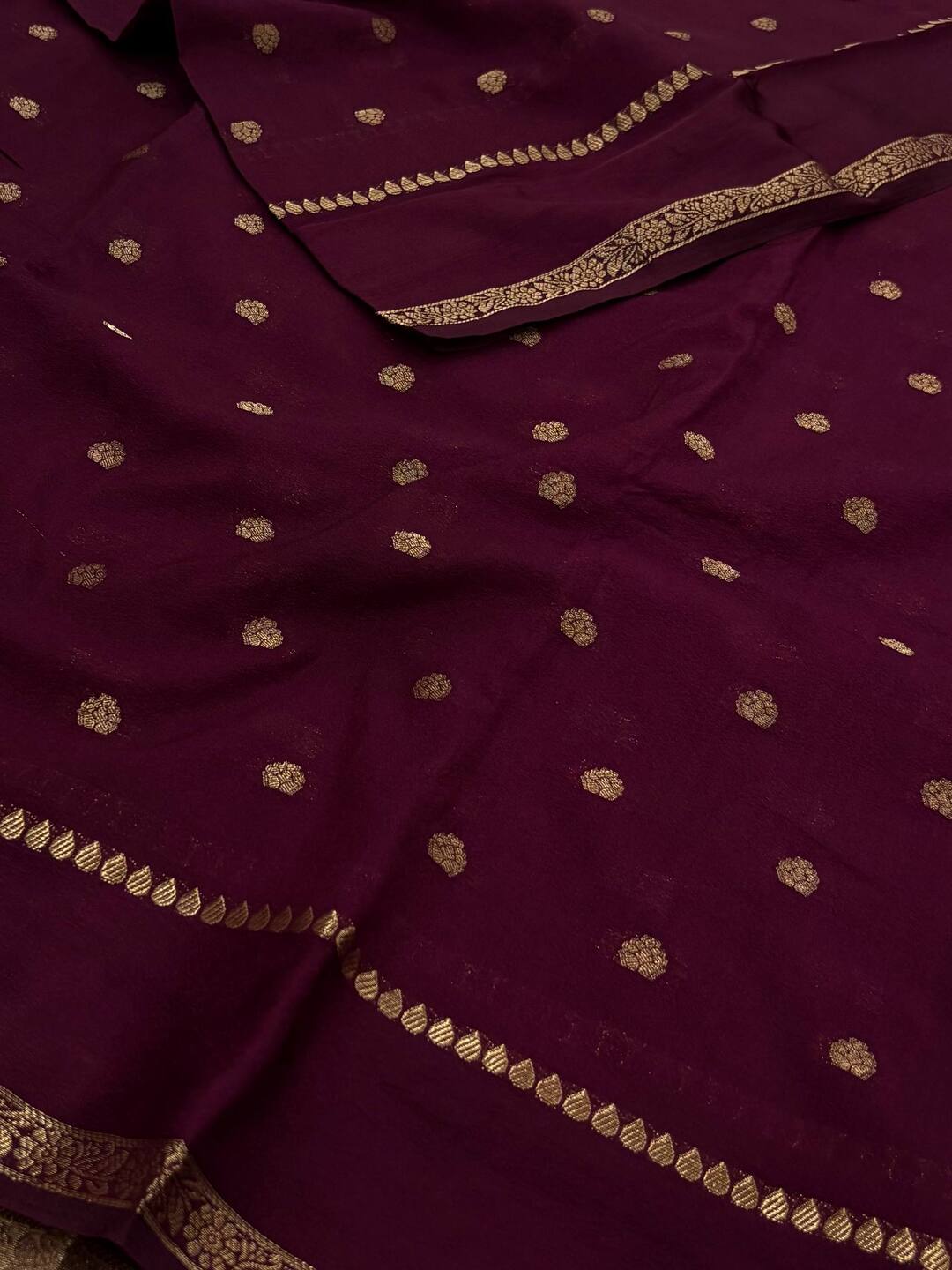 Wine Purple Chiffon Saree
