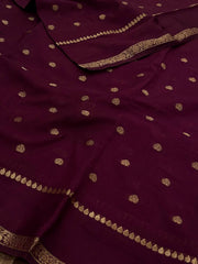 Wine Purple Chiffon Saree