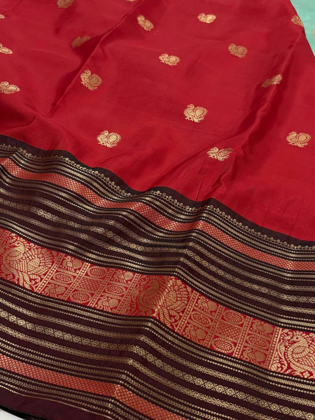 Turquoise Cotton Silk Saree