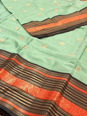 Turquoise Cotton Silk Saree