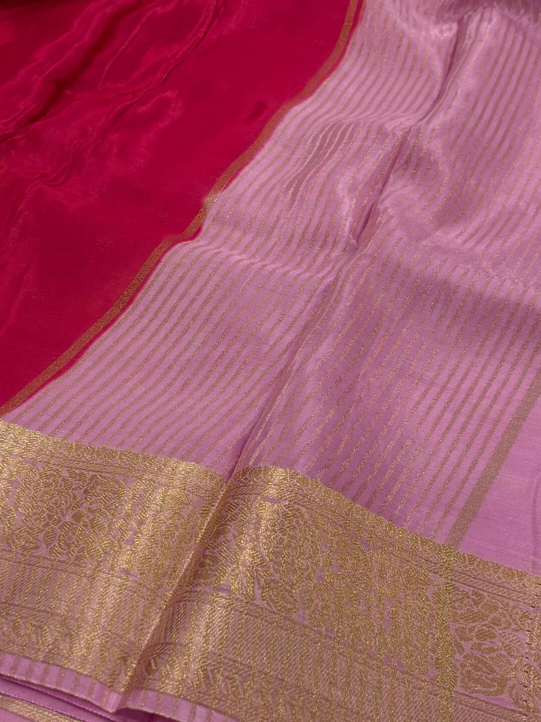Hot Pink Chiffon Saree