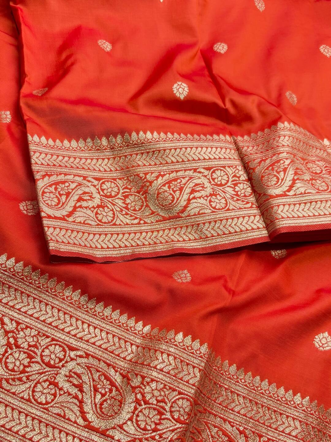 Orange Cotton Silk Saree