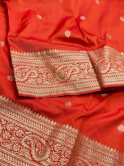 Orange Cotton Silk Saree