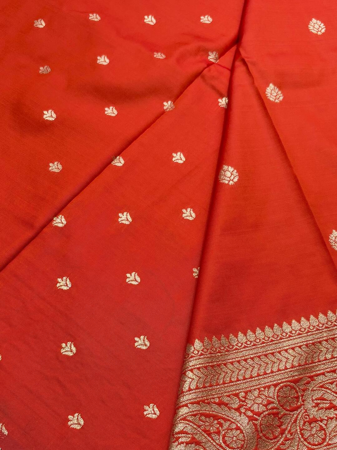Orange Cotton Silk Saree