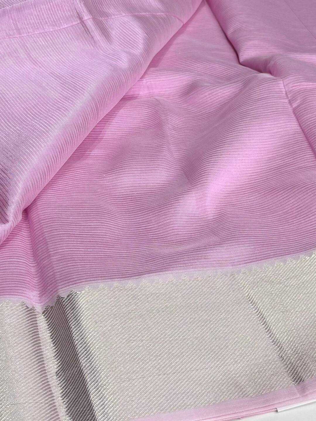 Baby Pink  Mangalagiri Cotton Silk Saree