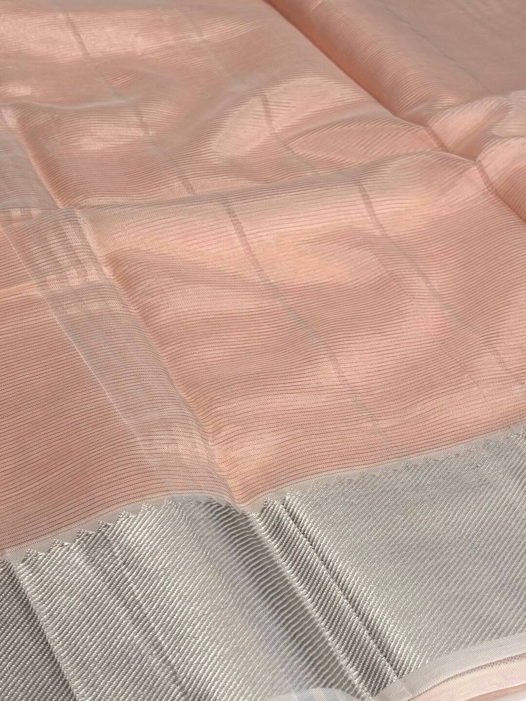 Peach Mangalagiri Cotton Silk Saree