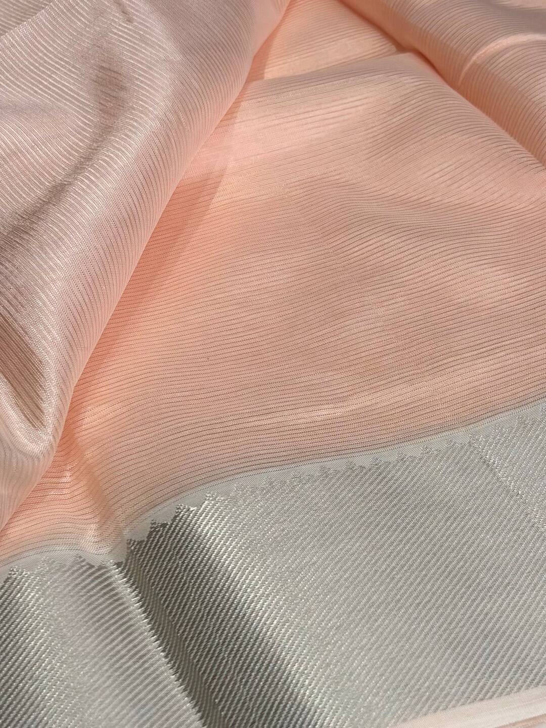 Peach Mangalagiri Cotton Silk Saree