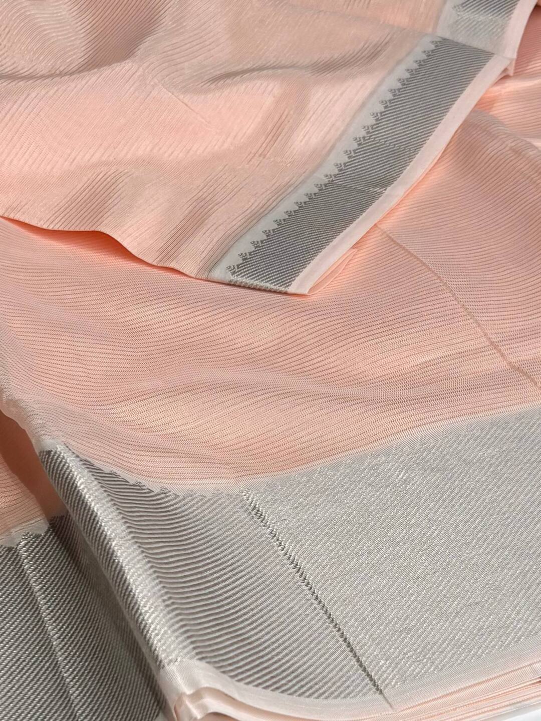Peach Mangalagiri Cotton Silk Saree
